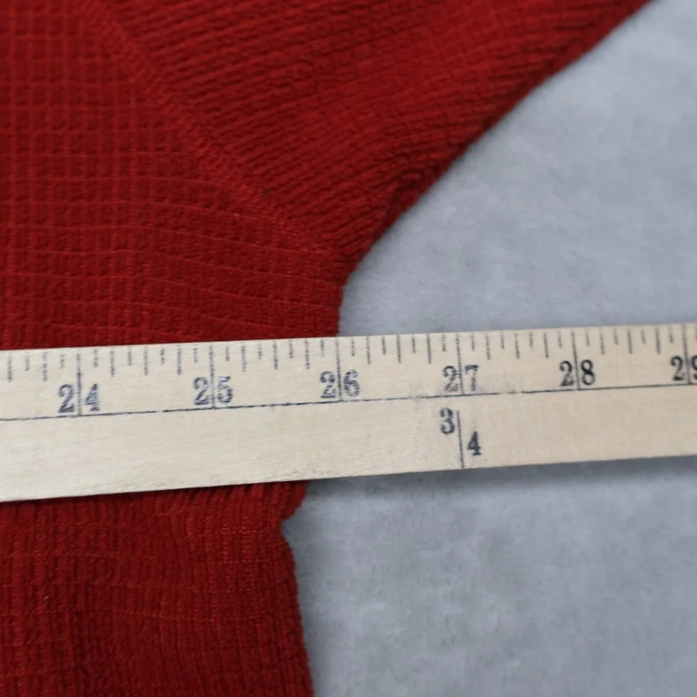 North Face Sweatshirt Mens XL Red 1/4 Zip Waffle Fleece Pullover Outdoor Hiking
